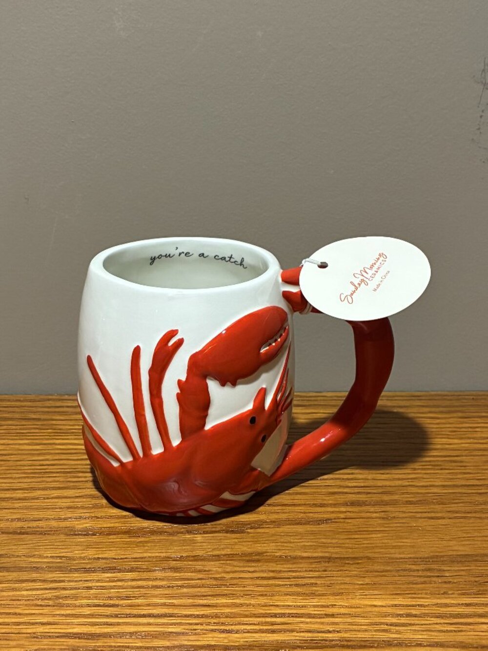 Sunday Morning Ceramics Lobster "You're a Catch" Coffee/Tea Mug - New, Unused